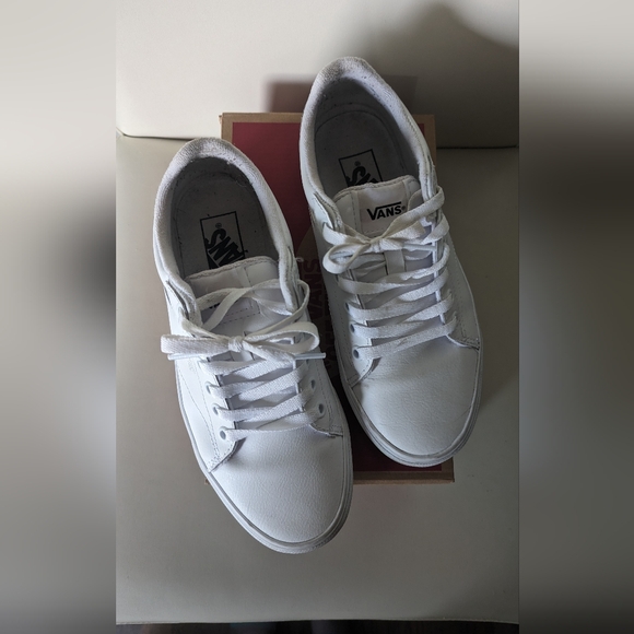 White Leather Vans Seldans W7 - Picture 3 of 5